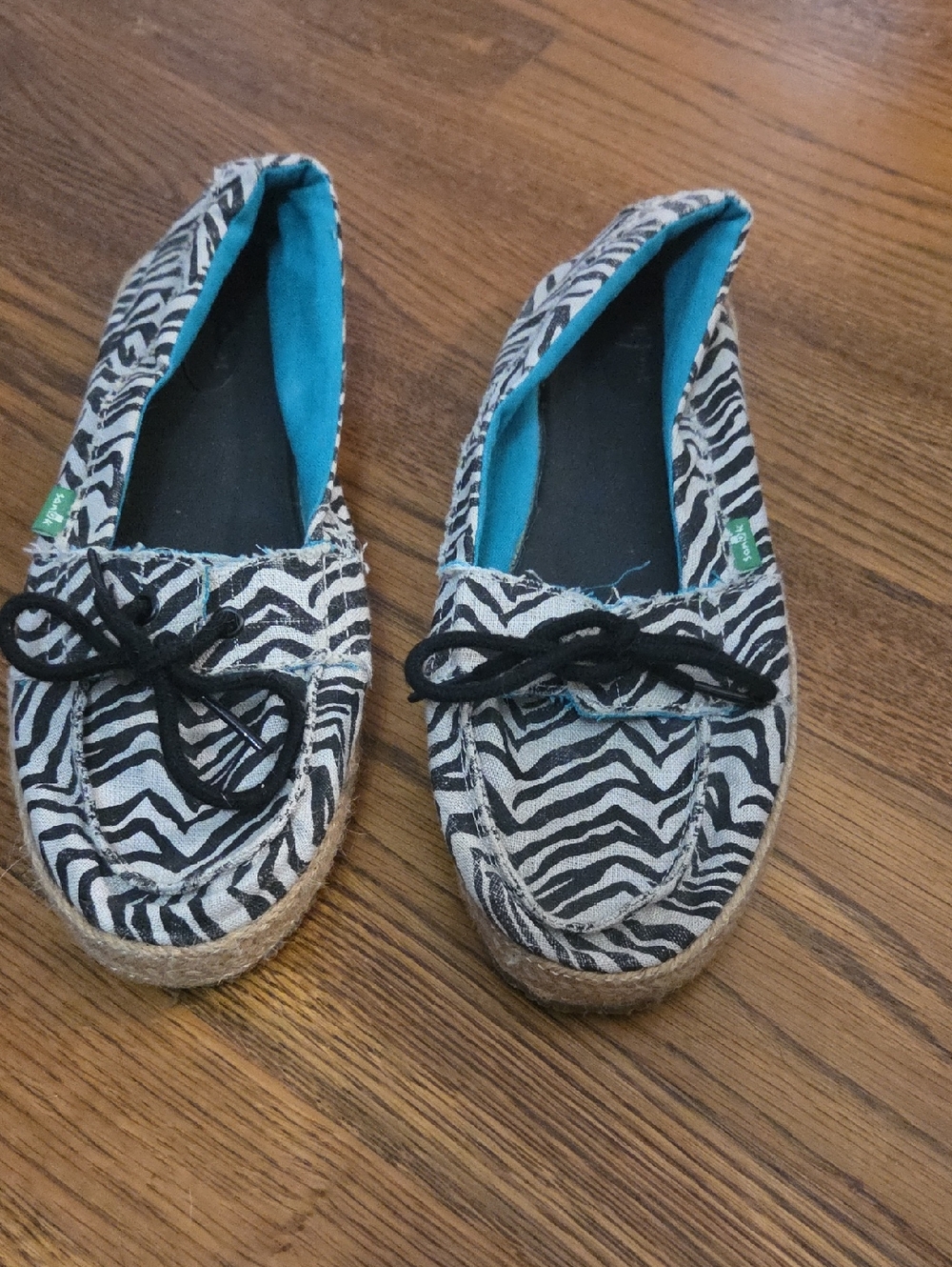 Sanuk Casual Zebra Print Distressed Espadrille Loafers